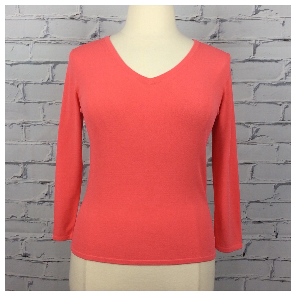 Ann Taylor V-neck Knit Top, Size LT